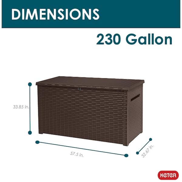 Keter Java 230 Gal. Large Rattan Look Resin Deck Box for Patio Garden Furniture, Outdoor Storage Container, Brown 240304 Keter Java 230 Gal. Large Rattan Look Resin Deck Box for Patio Garden Furniture, Outdoor Storage Container, Brown 240304