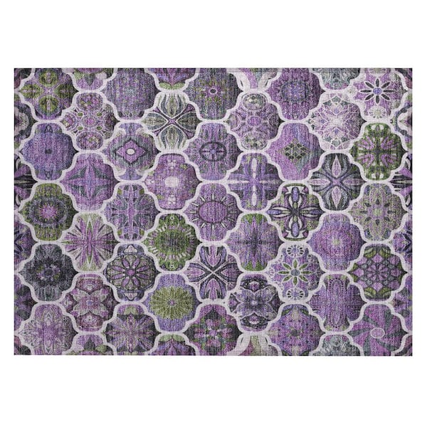 Chantille Machine Washable Indoor/Outdoor Abstract ACN2878 Plum 2 ft. x 3 ft. Accent Rug