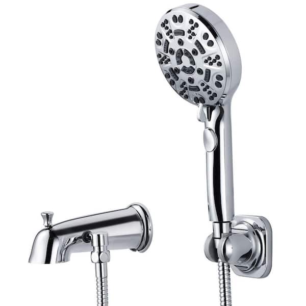 Tub Spout with 7-Spray Handheld Shower and Integrated Diverter in Polished Chrome