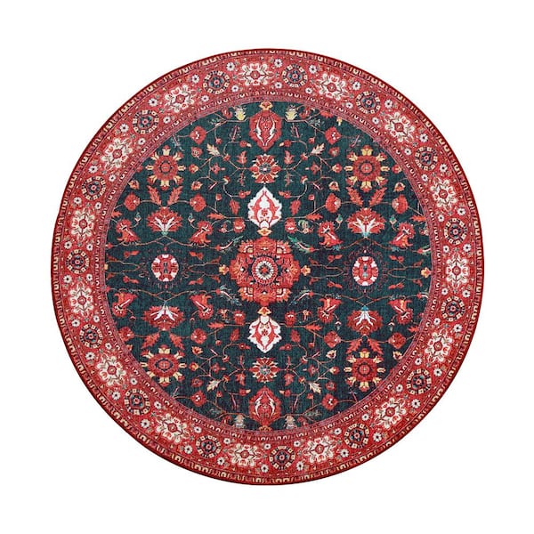 Ramage Indigo Medallion 6 ft. Round Washable Area Rug