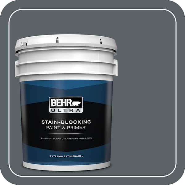 BEHR ULTRA 5 gal. Home Decorators Collection #HDC-AC-25 Blue Metal Satin Enamel Exterior Paint & Primer