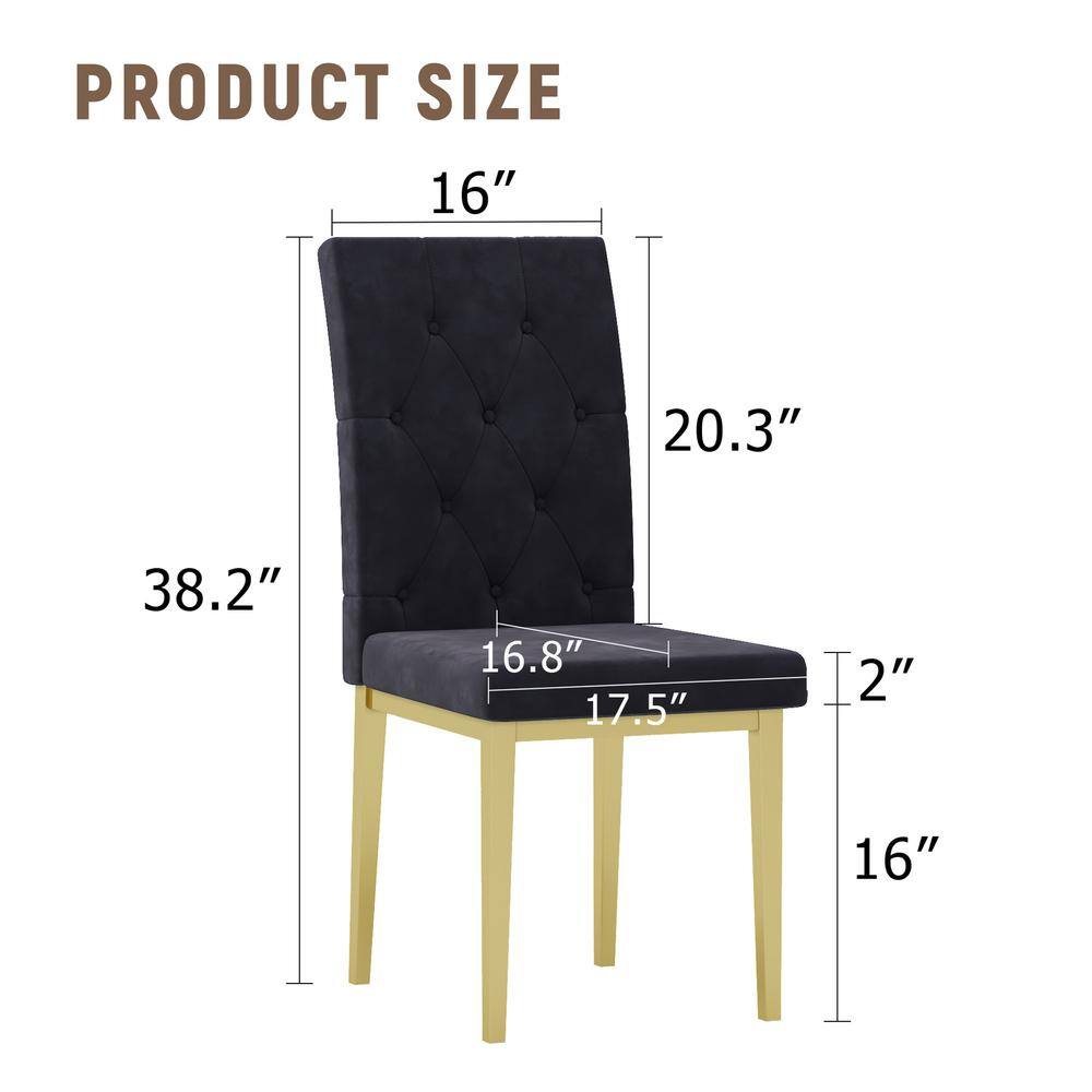 Modern Black Velvet Seat Dining Chairs Set of 4 for Kitchen, Living, Dining Room