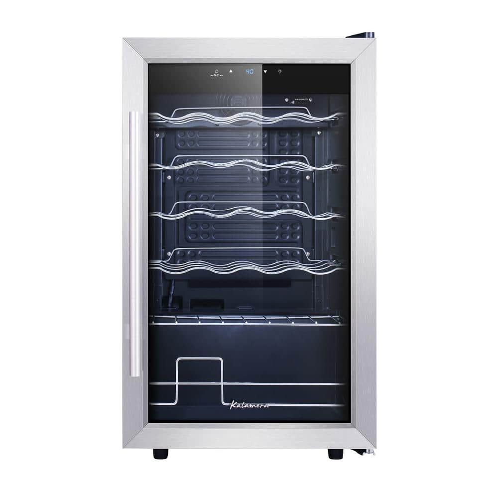Stainless Steel 24-Bottle Freestanding Wine Cooler with LED Lighting