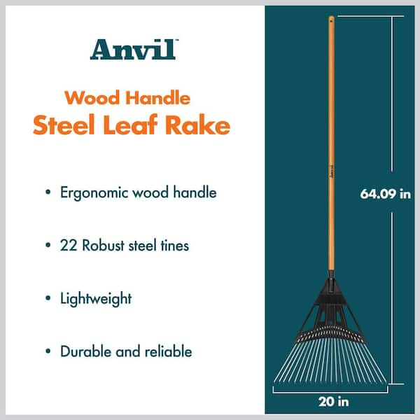 47 in. L Wood Handle 24 in. Poly Leaf Rake