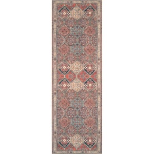 Cayetana Red 2 ft. x 8 ft. Eclectic Moroccan Machine Washable RunnerRug