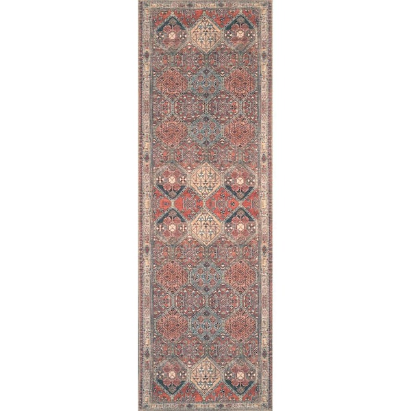 MILLERTON HOME Cayetana Red 2 ft. x 8 ft. Eclectic Moroccan Machine Washable RunnerRug