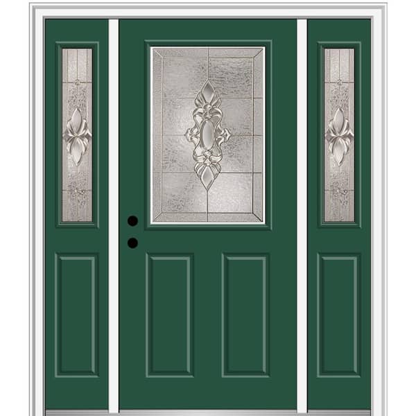 MMI Door 64.5 in. x 81.75 in. Heirlooms Right-Hand Inswing 1/2-Lite Decorative Painted Steel Prehung Front Door with Sidelites