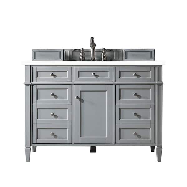 James Martin Vanities Brittany 48.0 in. W x 23.5 in. D x 34 in. H Bathroom Vanity in Urban Gray with White Zeus Quartz Top