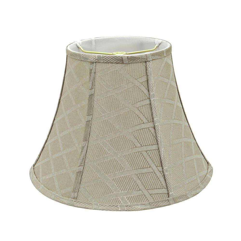 Off-White Jacquard Textured Fabric Bell Lamp Shade, 13" Wide