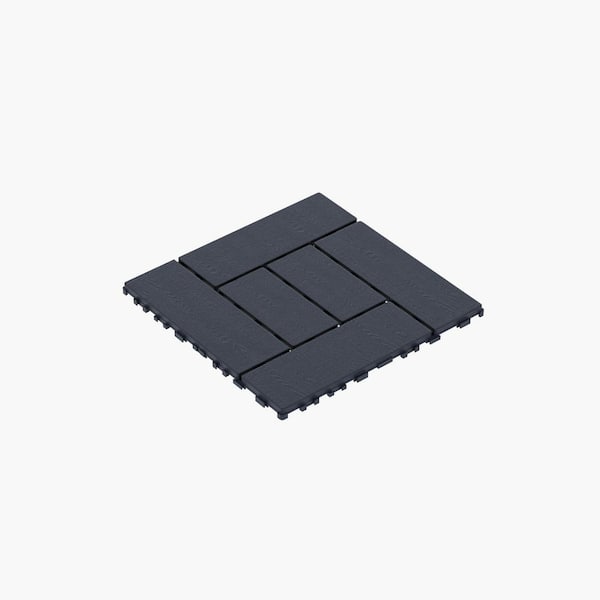 Amucolo 12 in. x 12 in. Waterproof Plastic Interlocking Deck Tiles in Dark Gray for Poolside Balcony Backyard (Set of 44 Tiles)