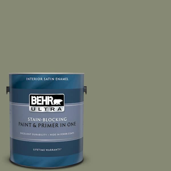 BEHR ULTRA 1 gal. #UL210-5 Aloe Thorn Satin Enamel Interior Paint and Primer in One