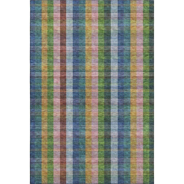 Mayfield Premium Machine Washable Abstract AMF966 Navy 8 ft. x 10 ft. Area Rug