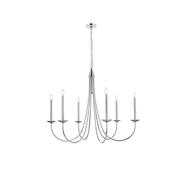 42 in. Home Living 6-Light Chrome Chandelier with no Bulbs Included ...