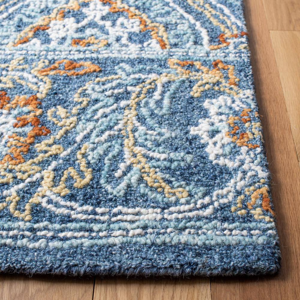 Handmade Blue Floral Wool 3' x 5' Tufted Area Rug