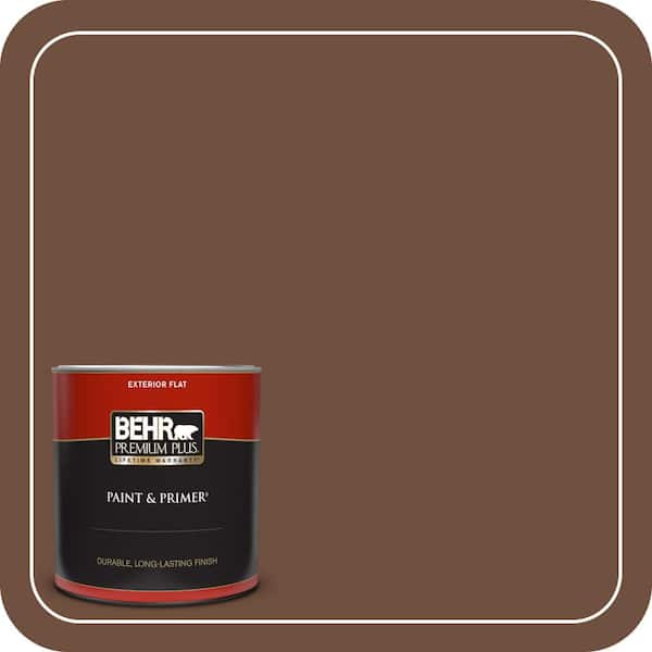 BEHR PREMIUM PLUS 1 qt. #ICC-81 Traditional Leather Flat Exterior Paint & Primer