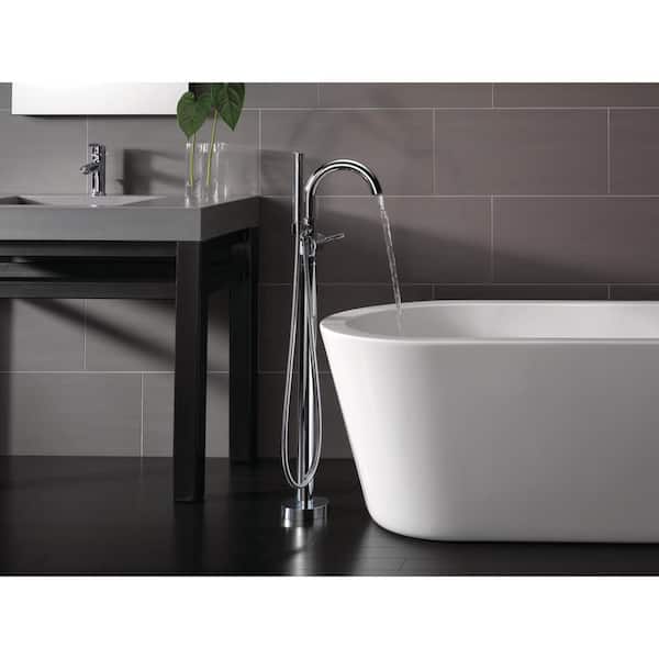 Trinsic 1-Handle Floor-Mount Roman Tub Faucet Trim Kit with Hand Shower in Chrome (Valve Not Included)