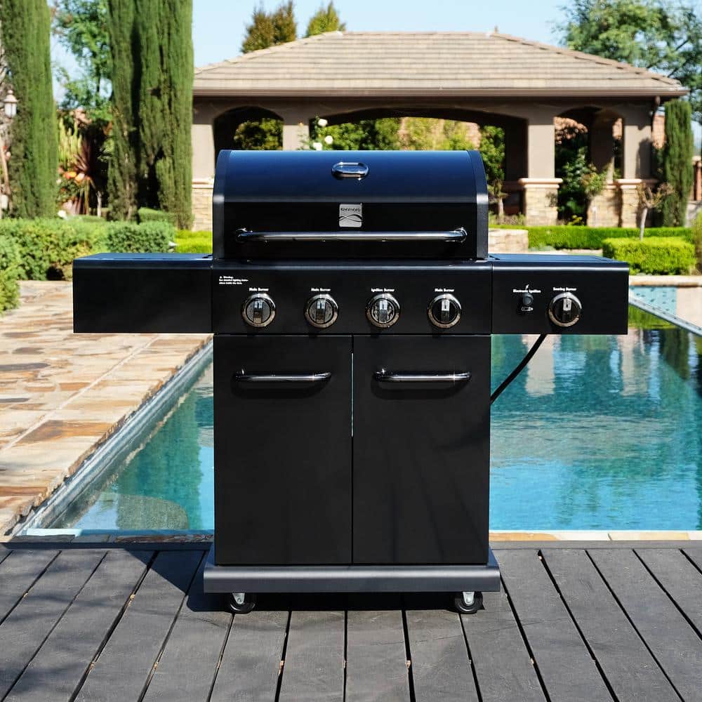 Kenmore Black 4-Burner Propane Gas Grill with Side Burner