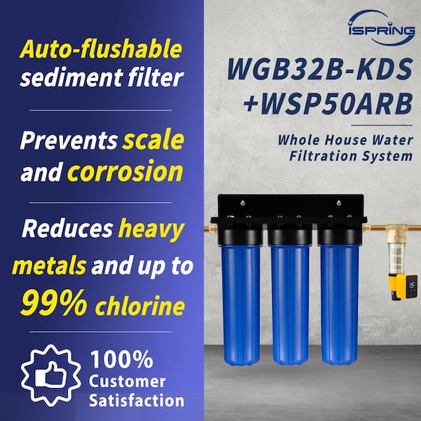 Whole House Water System w/Auto-Flushing Spin Down Filter, Anti-Scale, GAC+KDF and Carbon Block