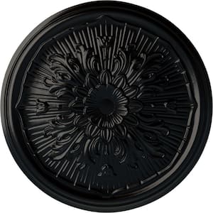 15-3/4" x 5/8" Lupton Urethane Ceiling Medallion (Fits Canopies upto 1-1/8"), Hand-Painted Jet Black