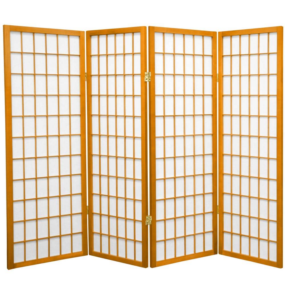 Honey 4-Panel Shoji Folding Room Divider