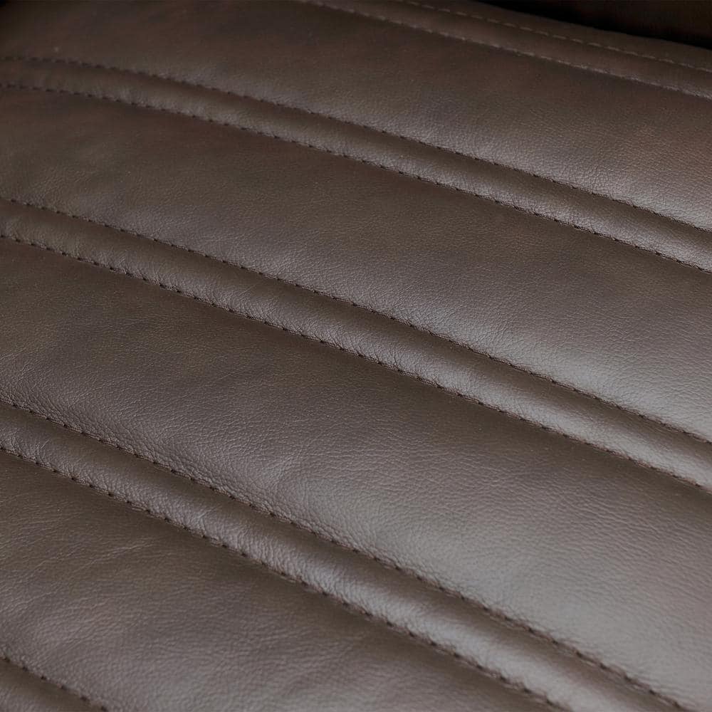 Espresso Geometric Leather Swivel Barrel Accent Chair