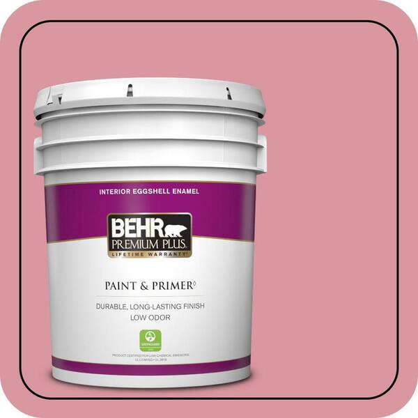 BEHR PREMIUM PLUS 5 gal. #M150-4 Glow Pink Eggshell Enamel Low Odor Interior Paint & Primer