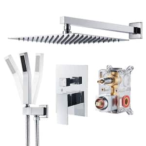 Rainfall Single Handle 1-Spray Square 10 in. Shower System 1.8 GPM with Pressure Balance in Chrome (Valve Included)