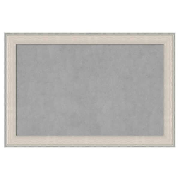 Amanti Art Cottage White Silver 36 in. x 24 in. Framed Magnetic Board