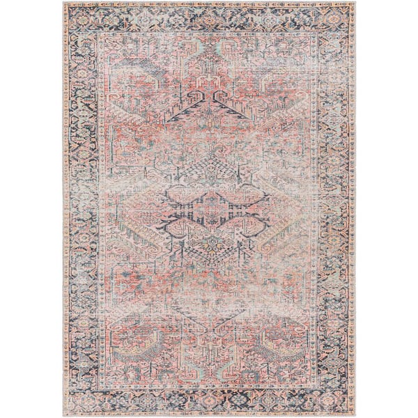 Ayla Rust 8 ft. x 10 ft. Traditional Indoor Machine-Washable Area Rug
