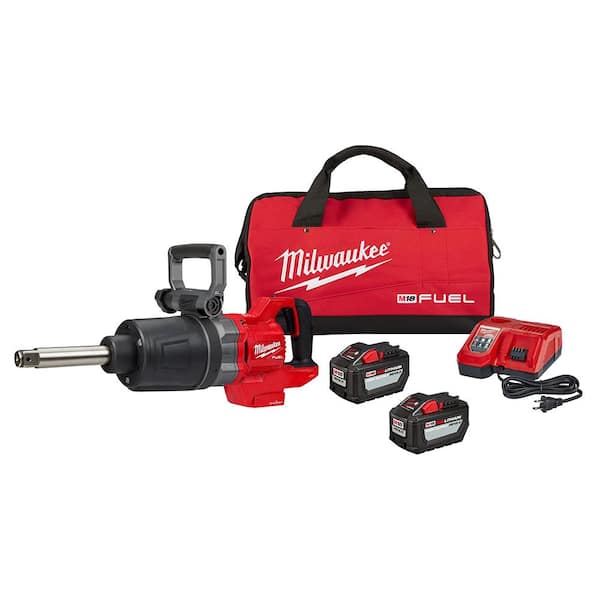 Milwaukee M18 FUEL 18V Lithium-Ion Brushless Cordless 1 in. Impact Wrench Extended Reach D-Handle Kit w/Two 12.0 Ah Batteries