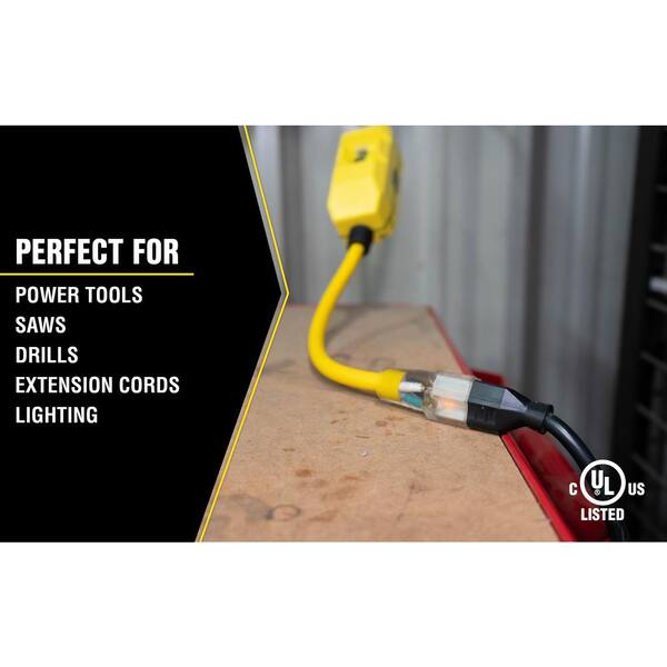 Yellow Jacket 100 ft. 12/3 SJTW 15 Amps Outdoor Extension Cord with  Powerlite Plug