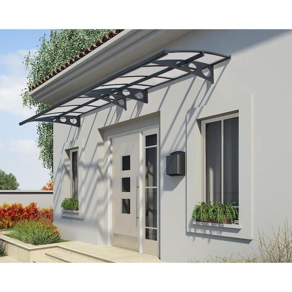 Herald 5 ft. x 15 ft. Gray/Diffused Door and Window Awning