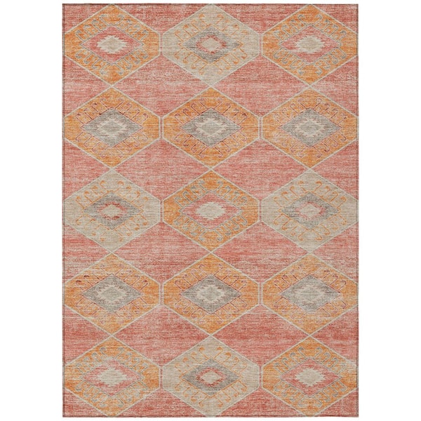 Chantille Machine Washable Indoor/Outdoor Abstract ACN1857 Coral 10 ft. x 14 ft. Accent Rug