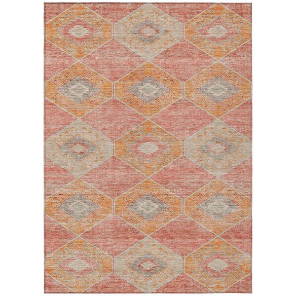 Chantille Machine Washable Indoor/Outdoor Abstract ACN1857 Coral 5 ft. x 7 ft. 6 in. Accent Rug