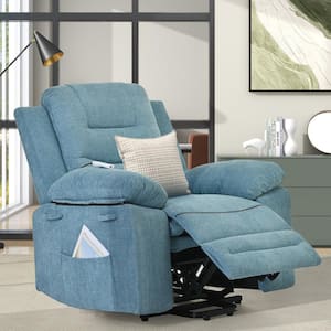 Electric Power Lift Linen Massage Recliner Chair with Remote Control Massage and Heating Function in Blue