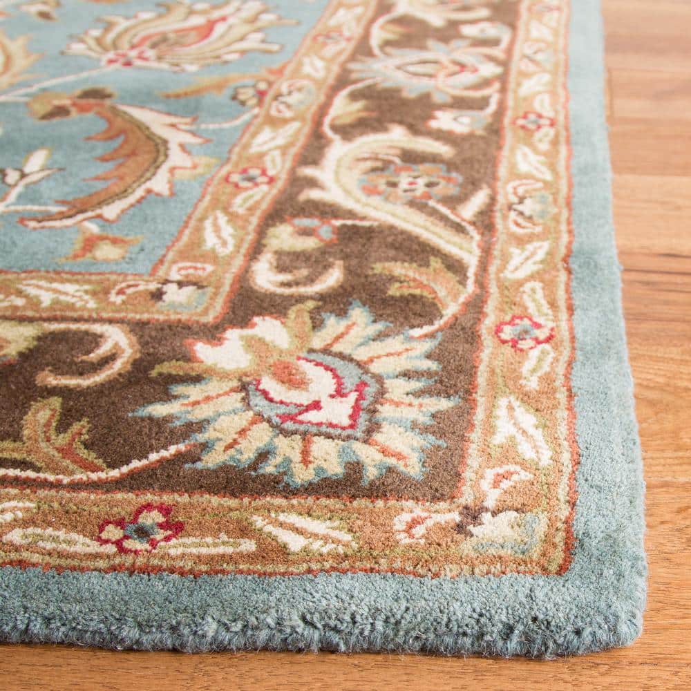 Blue and Brown 9' x 12' Hand-Tufted Wool Area Rug