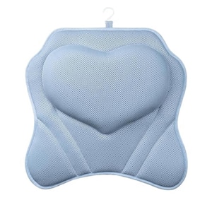 Bathtub Pillow with Air Mesh Fabric and 6 Non-Slip Suction Cups, Bath Pillows Tub, Head, Neck and Back Support in Blue