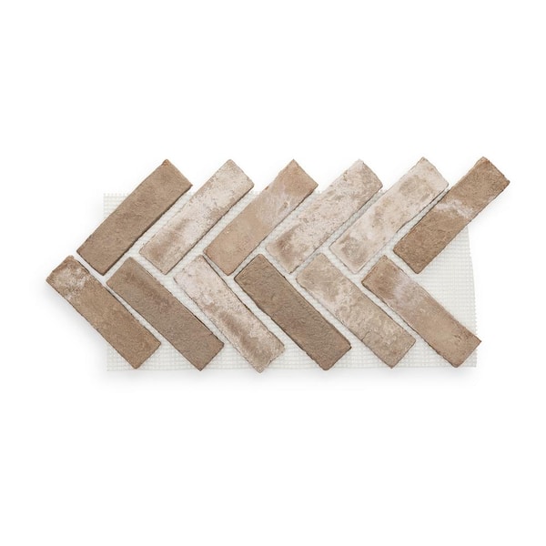 28 in. x 12.5 in. x .5 in. Telluride Brick Sheets - Herringbone (Box of 5 Sheets)