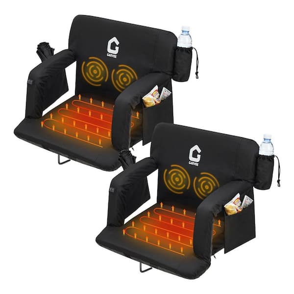 SEEUTEK Black 25 in.W Heated Stadium Seats for Bleachers with