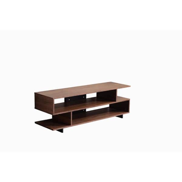 Benjara 59 in. Brown Wood TV Stand Fits TVs up to 65 in. with 2-Cabinets