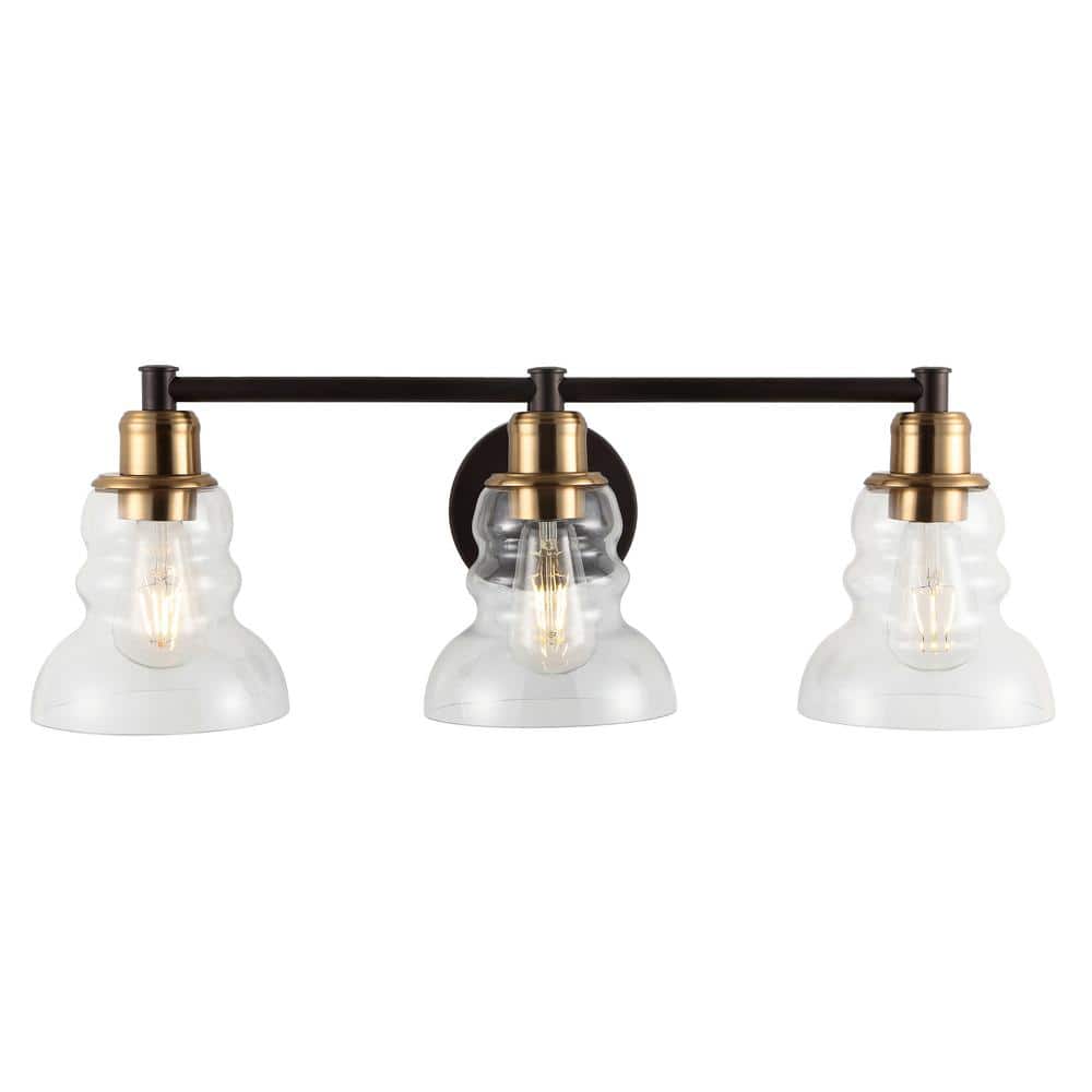 Manhattan 25.5" Brass and Bronze 3-Light Vanity Fixture