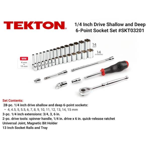 1/4 in. Drive 6-Point Socket and Ratchet Set with Rails (4 mm-15 mm) (35-Piece)