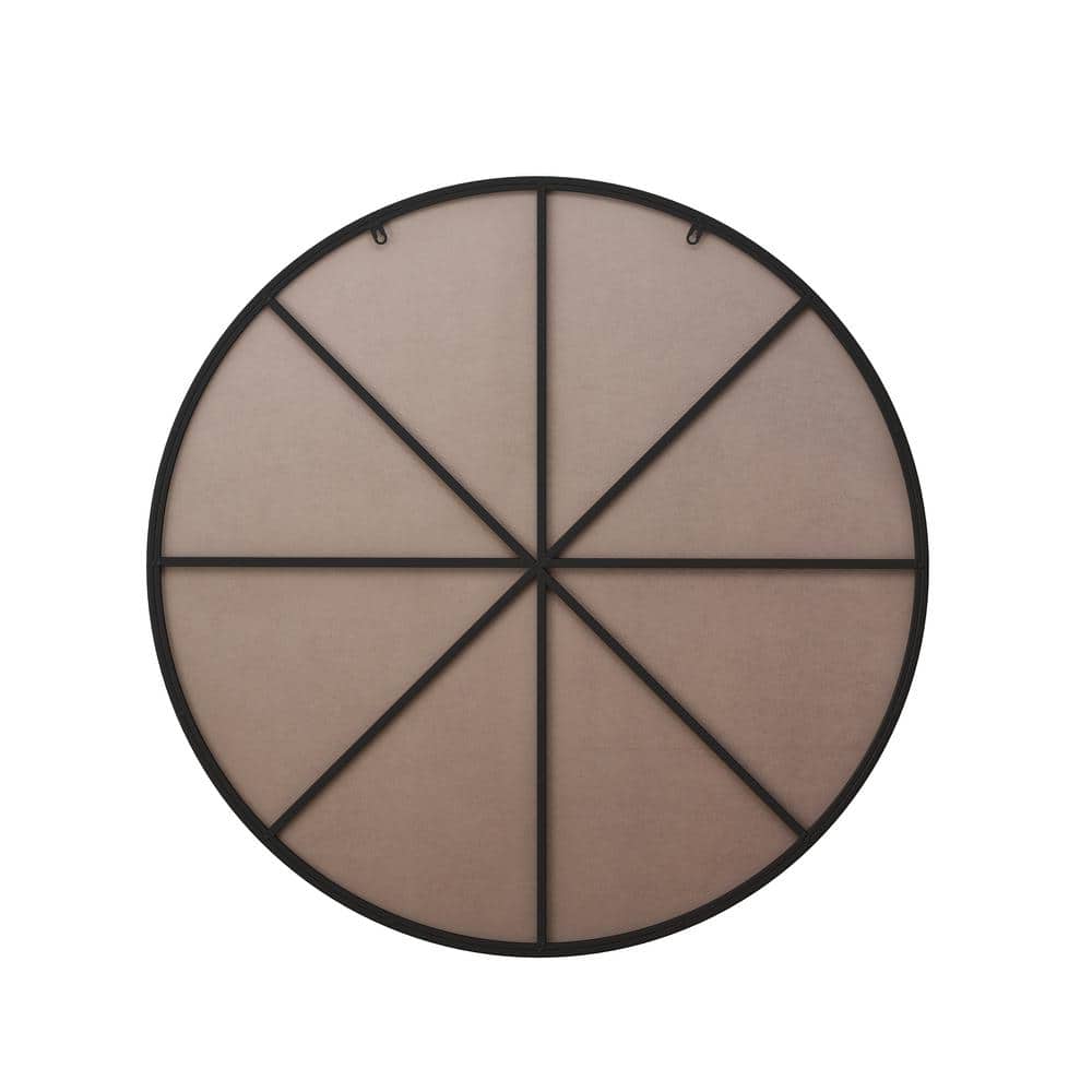 Oversized Round Black Iron Frame Wall Mirror, 48 Inch