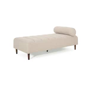 Lancer Beige Fabric Bolster Pillow Chaise Lounge