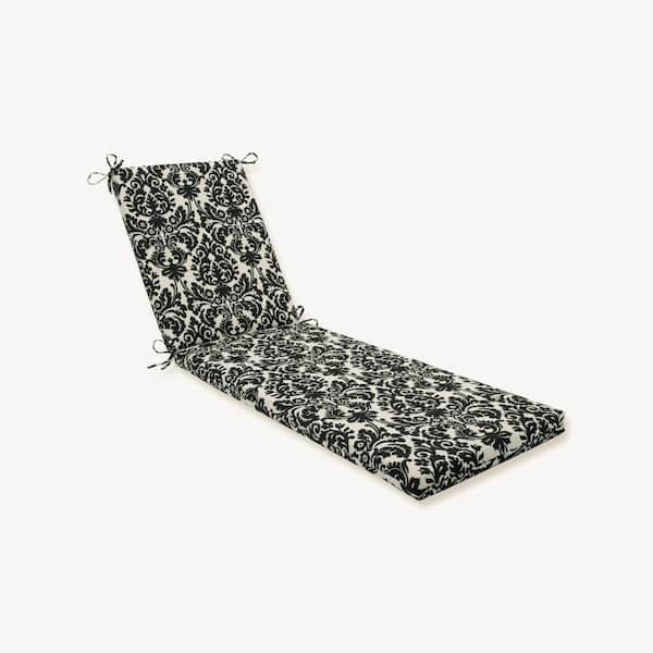 Pillow Perfect 23 x 30 Outdoor Chaise Lounge Cushion in Black/Ivory Essence