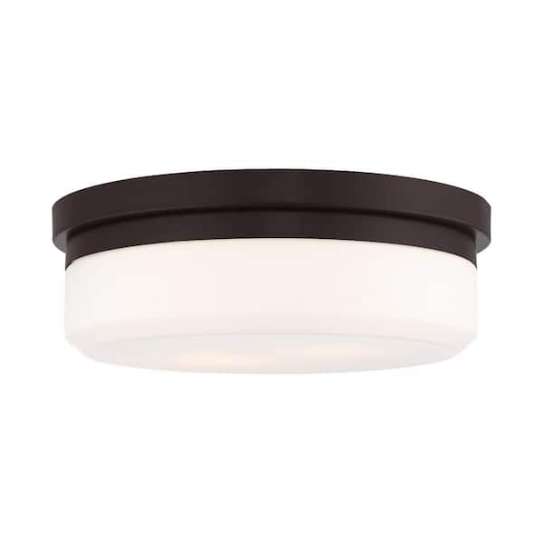 Livex Lighting Stratus 2 Light Bronze Flush Mount or Wall Mount