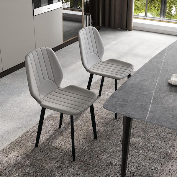 Magic Home Set of 2 Modern Faux Leather Upholstered Dining Chairs with ...
