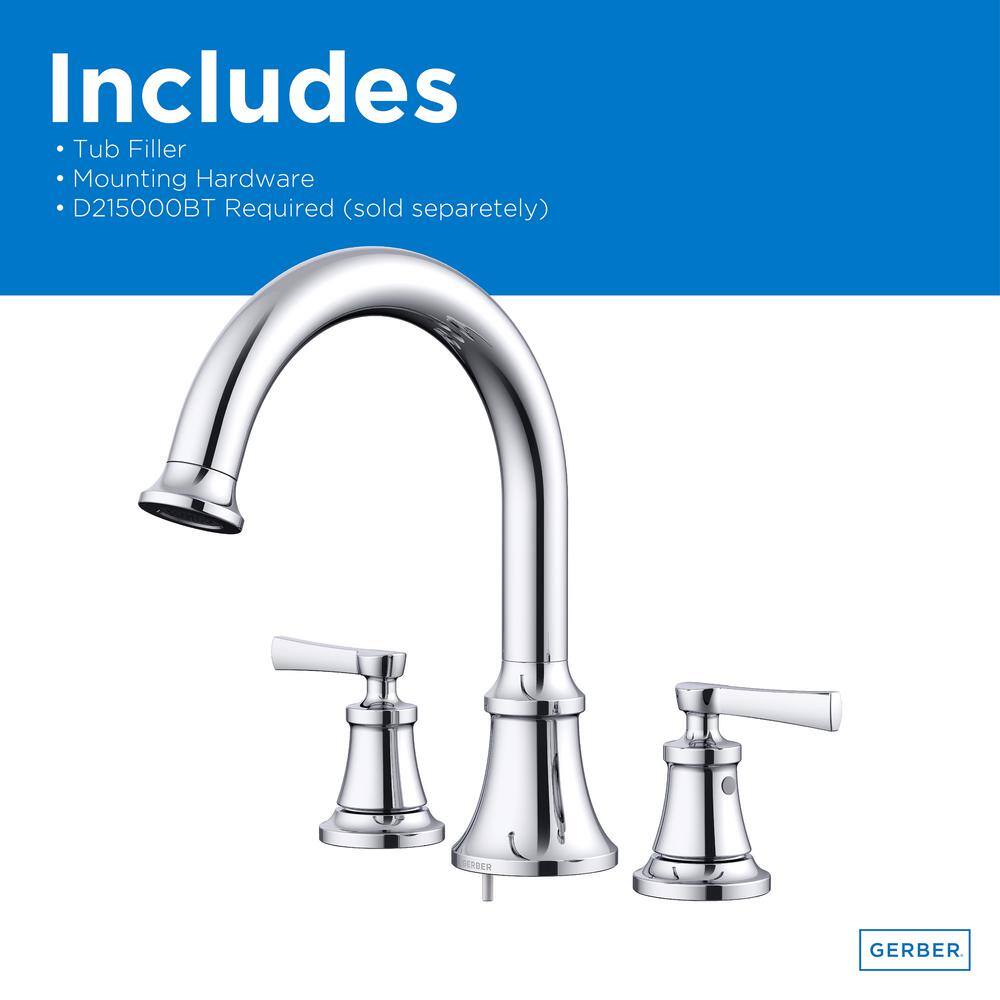 Northerly Chrome Deck Mounted Roman Tub Filler with Dual Handles