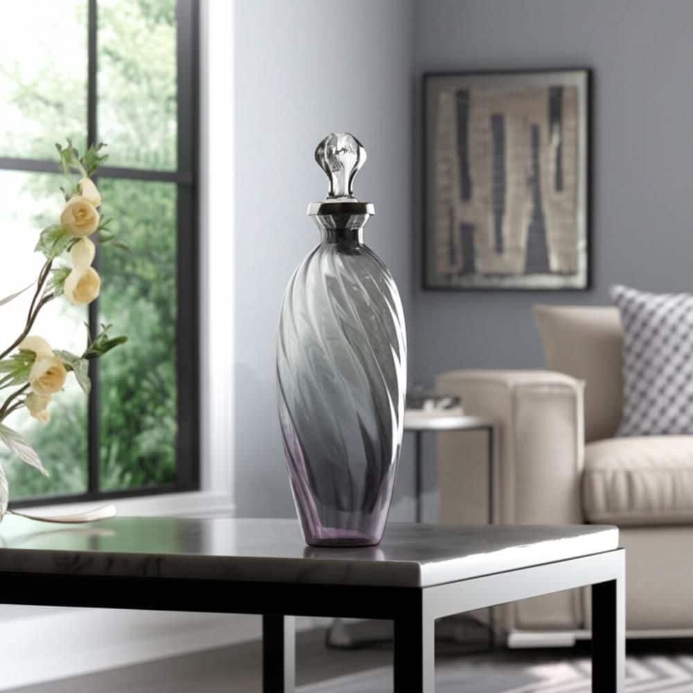 Gray 7 in. x 19 in. Glass Decorative Flower Vase with Aluminum Topper price history on PriceWatchPro