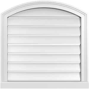 24 in. x 42 in. Arch Top Surface Mount PVC Gable Vent: Decorative with Brickmould Sill Frame